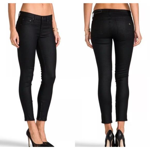 Rag & Bone Women’s Skinny Jeans Zipper Capri Moto Black Size 26 - Picture 1 of 16